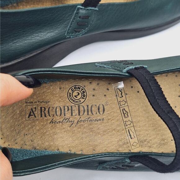 Arcopedico Shawna Mary Jane Comfort Shoe 37 6.5 Flat Forest Leather Slip On - Picture 3 of 10